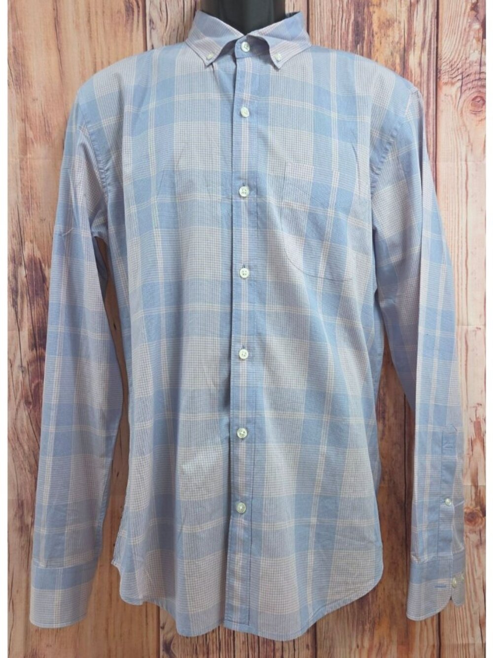 Bonobos Mens Blue Plaid Button-Down Shirt Medium